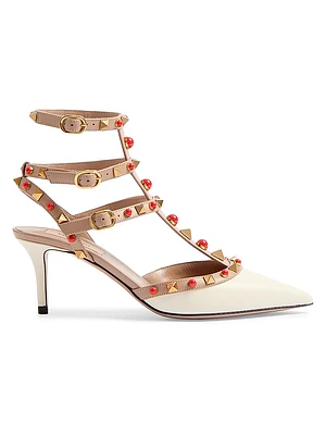 Rockstud Calfskin Pumps with Cabochon Stones 65MM
