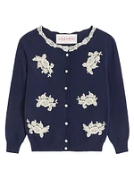 Embroidered Wool and Lace Cardigan