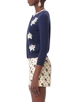 Embroidered Wool and Lace Cardigan
