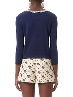Embroidered Wool and Lace Cardigan