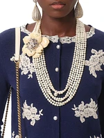 Embroidered Wool and Lace Cardigan