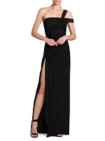 Knotted One-Shoulder Column Gown