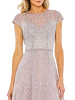 Embellished Jewel Neck A-Line Cocktail Dress
