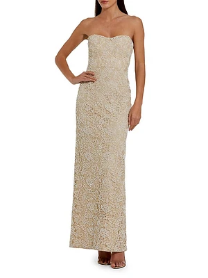Embellished Lace Strapless Sweetheart Gown