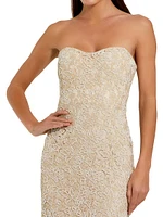 Embellished Lace Strapless Sweetheart Gown