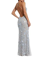 Floral Lace Open Back Gown