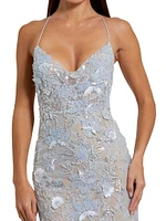 Floral Lace Open Back Gown