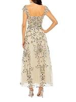 Floral-Embroidered Sweetheart Gown