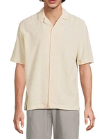 Check Woven Cotton Short-Sleeve Button-Front Shirt