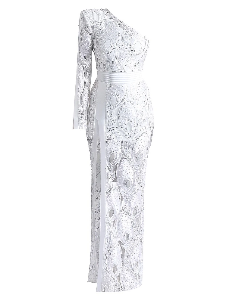 Belle Fleur One-Shoulder Gown