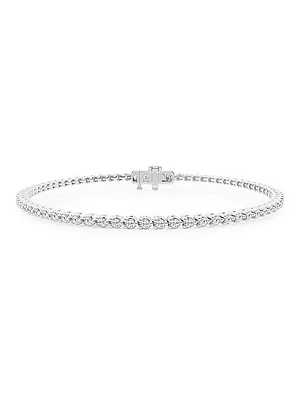 14K White Gold & Natural Diamond Tennis Bracelet/1.00-10.00 TCW