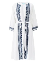 Embroidered Cotton-Linen Cover-Up Caftan
