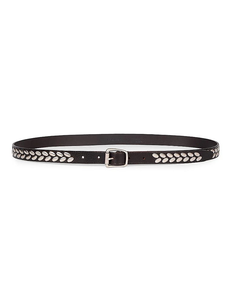 Almond Studded Leather Belt