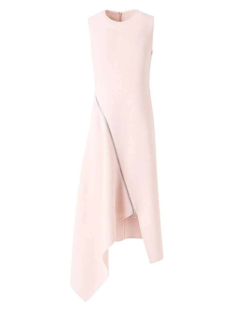 Asymmetric Zip-Detailed Wool Midi-Dress