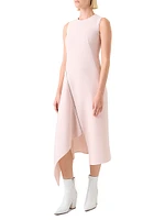 Asymmetric Zip-Detailed Wool Midi-Dress