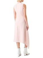 Asymmetric Zip-Detailed Wool Midi-Dress
