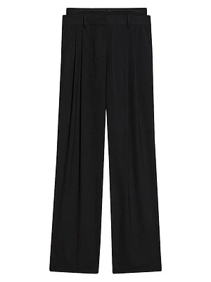 Double-Pleated Wool Trousers