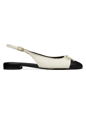 Colorblocked Leather Cap-Toe Ballet Flats