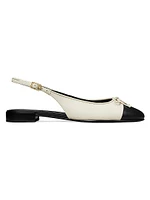 Colorblocked Leather Cap-Toe Ballet Flats