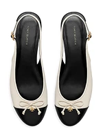 Colorblocked Leather Cap-Toe Ballet Flats