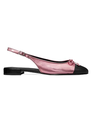 Metallic Leather Cap-Toe Ballet Flats