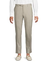 High-Performance Wool Button-Tab Slim Trousers