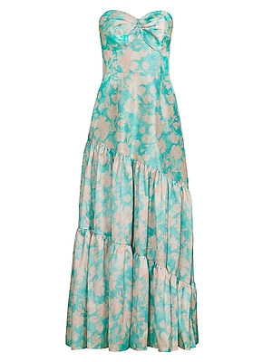 Phoebe Floral Satin Maxi-Dress