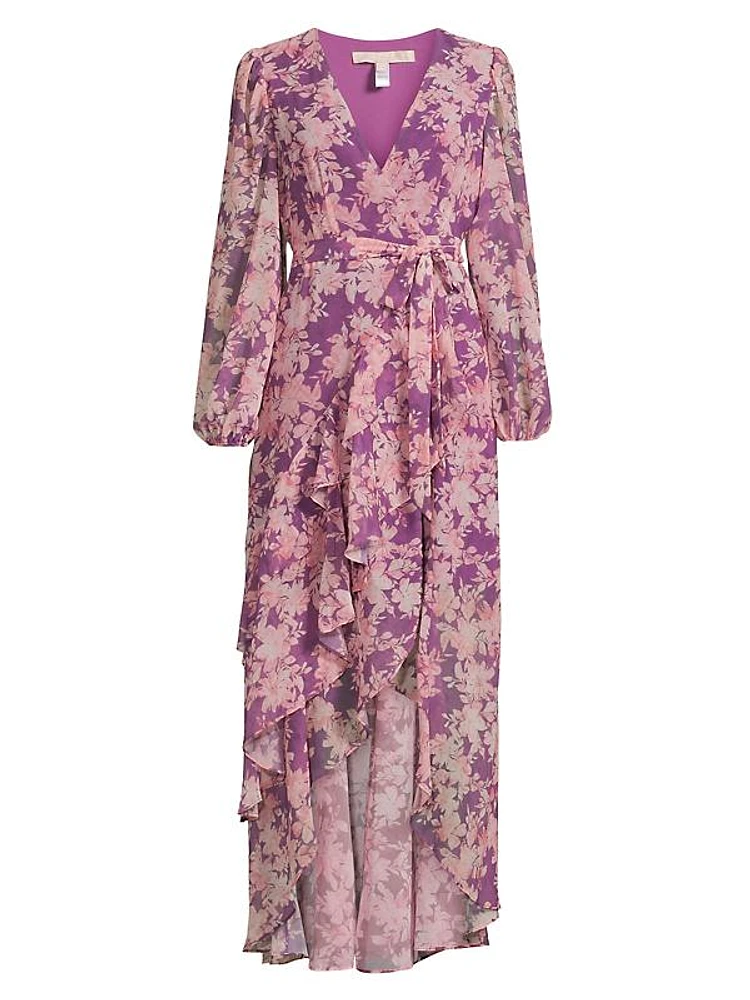 Sadey Floral Tie-Waist Midi-Dress