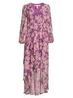 Sadey Floral Tie-Waist Midi-Dress