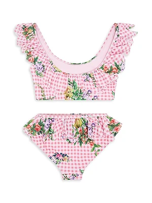Little Girl's & Lisbon Lullaby Frill Crop Bikini