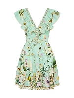 Floral Freefall Printed Linen Minidress