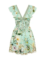 Floral Freefall Printed Linen Minidress