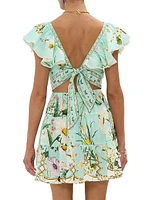 Floral Freefall Printed Linen Minidress