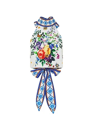 Tiles Darls Floral Linen Crop Top