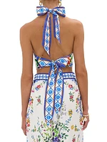 Tiles Darls Floral Linen Crop Top