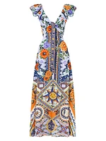 Luscious Lisbon Linen-Silk Floral Maxi Dress