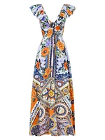 Luscious Lisbon Linen-Silk Floral Maxi Dress