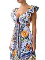 Luscious Lisbon Linen-Silk Floral Maxi Dress