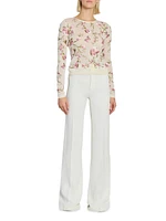 Embroidered Cashmere-Silk Top