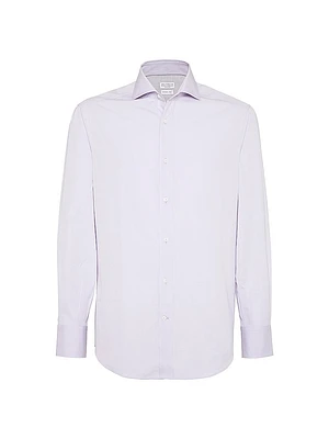 Poplin Basic Fit Shirt with Spread Collar