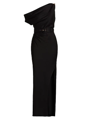 Halle Belted Asymmetric Gown