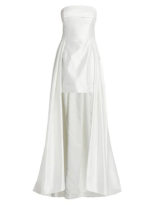 Phaedra Satin Strapless High-Low Gown