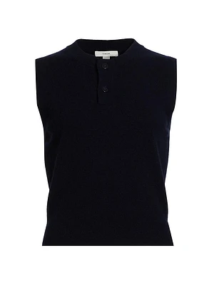 Henley Wool-Cashmere Sleeveless Top
