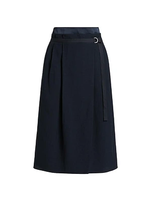 Double Waist Pleated Midi-Skirt