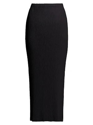Hatching Pleats Maxi Skirt