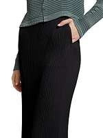 Hatching Pleats Maxi Skirt