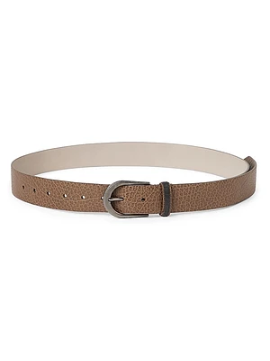 Glossy Hammered Calfskin Belt with Monili
