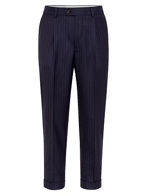 Virgin Wool Leisure Fit Trousers with Pleats