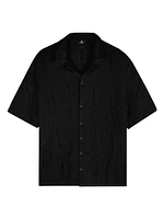 Crochet Cotton-Blend Camp Shirt