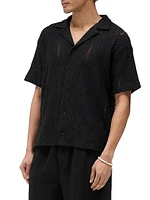 Crochet Cotton-Blend Camp Shirt